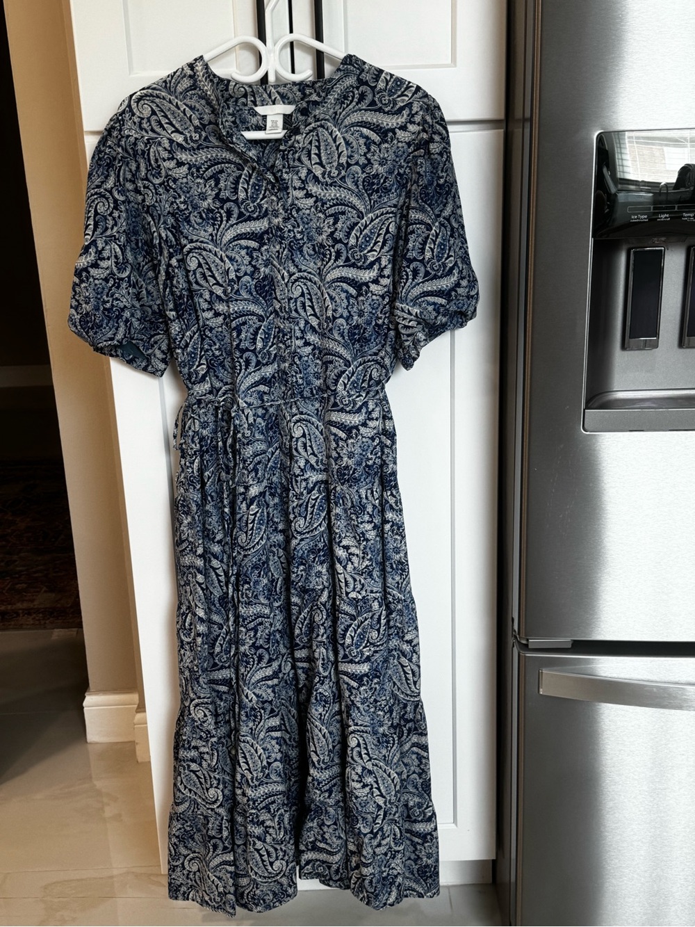 H&M Navy and White Paisley Midi Dress